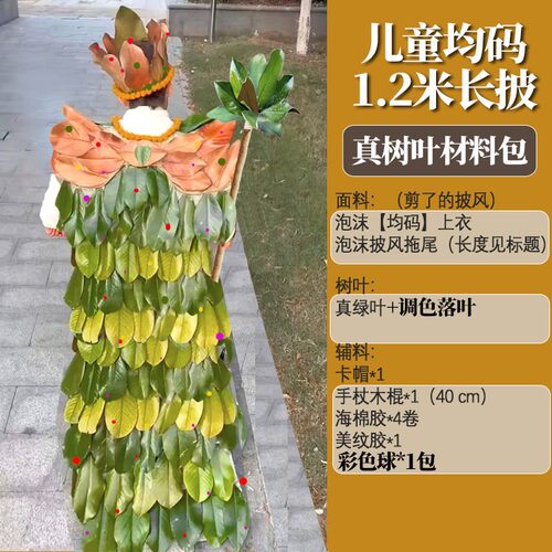 黄绿树叶落叶制衣孔雀公主小王子