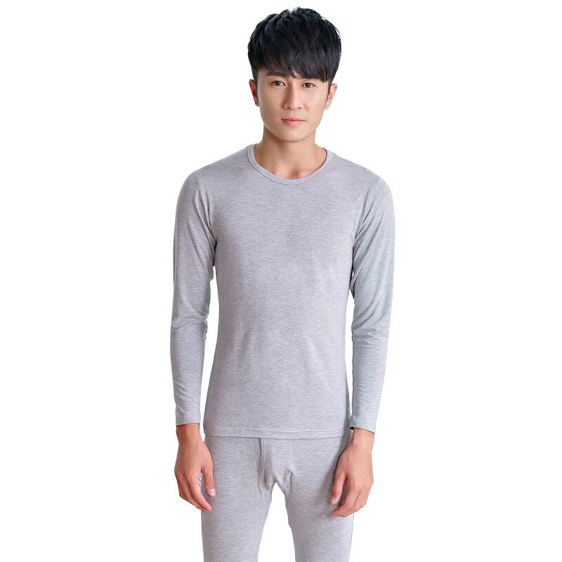 超大码胖子莫代尔圆领冰丝内衣男丝滑秋衣秋裤打底空调舒适套装