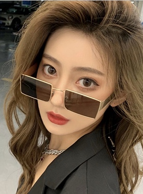 宋春江同款眼镜方形太阳镜金属宽腿墨镜钢皮太阳镜女可配近视墨镜