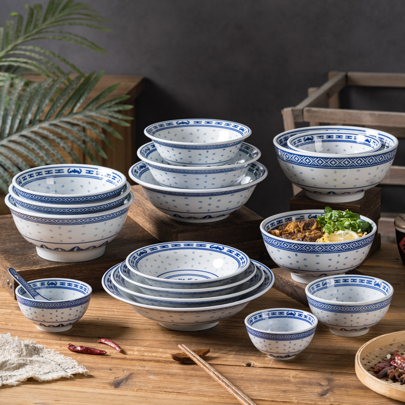 老青花家用米饭碗面碗面馆糖水碗