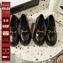 柒步森林厚底英伦风真皮乐福鞋平底小皮鞋学院单鞋子女春2025新款