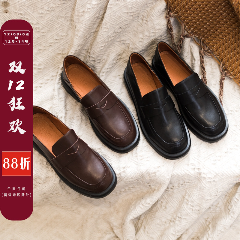 柒步森林jk制服小皮鞋春秋新款冬