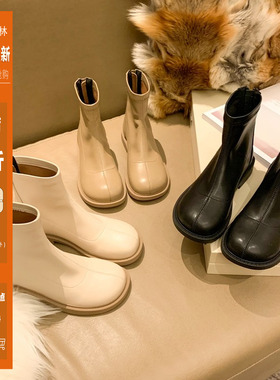 柒步森林百搭网红显瘦瘦靴弹力短靴马丁靴子女秋冬单靴2025年新款