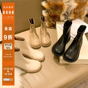 柒步森林百搭网红显瘦瘦靴弹力短靴马丁靴子女秋冬单靴2025年新款