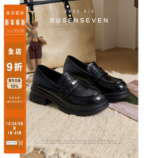 2025新款 子女单鞋 英伦风厚底小皮鞋 柒步森林牛皮高跟JK制服乐福鞋