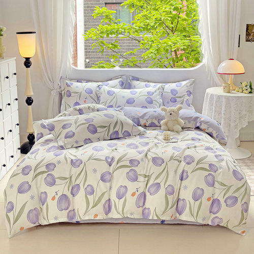 四件套全棉纯棉1.8加厚床单被套双人1.5米被罩简约床上用品4件套