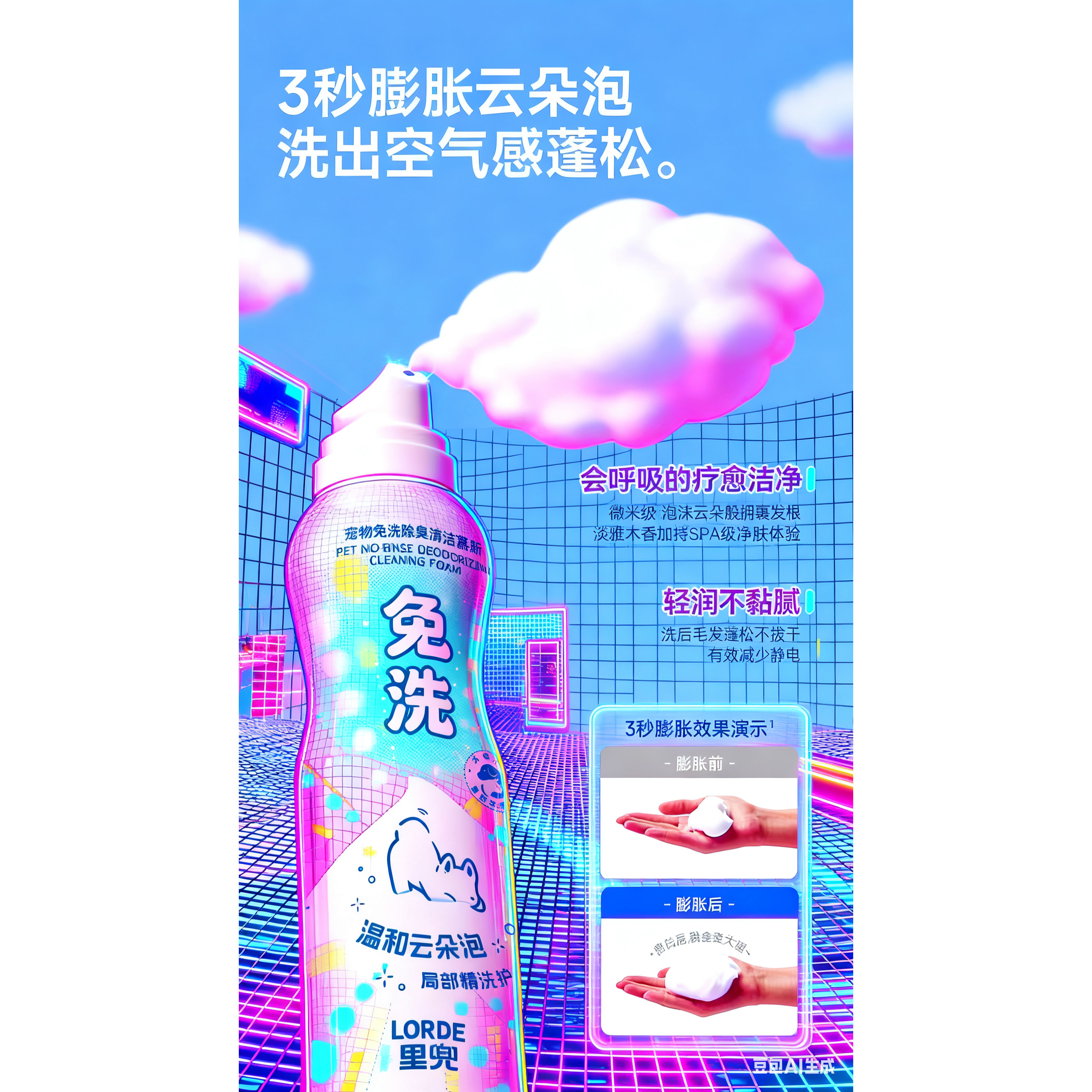 【新品上市】里兜宠物免洗慕斯狗狗猫咪干洗泡沫除臭清洁去油抑菌,宠物/宠物食品及用品,猫狗免洗清洁,淘宝优惠券,粉丝福利购,淘宝优惠卷