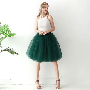 5 Layers 65cm Black Pleated Skirt Sexy Midi Tulle Skirt High