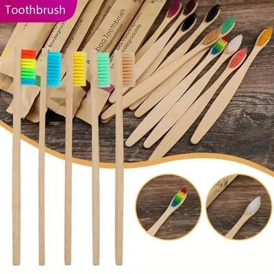 5pcs Bamboo Biodegradable Toothbrush Manual Wooden HandleToo