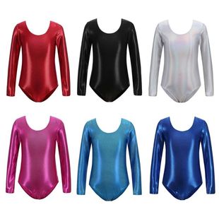 Solid Color 3-14T Kids Girls Breathable Gymnastics Bodysuit
