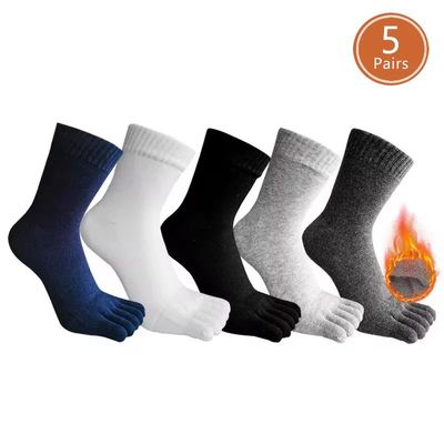 1 Pairs Winter Thick Five Finger Socks Man Cotton Solid Bu