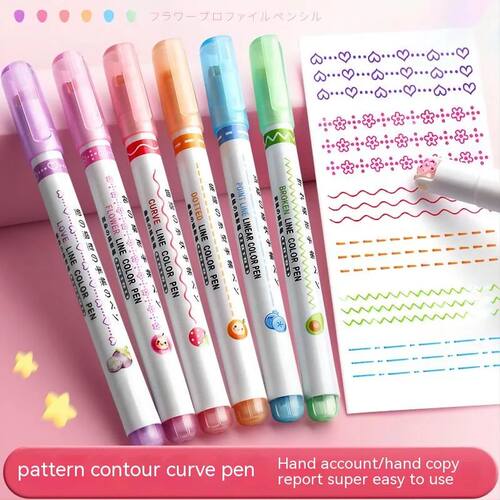 Kawaii Flowers Line Shaped Highlighter Pens, Roller Tip