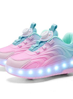 Two Wheels Children's Led Light Roller Skate Shoes For Kids