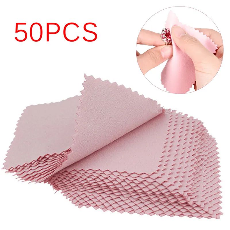 Fashion50 PCS Silver Polishing Cloth Cleaner Jewelry Cleanin