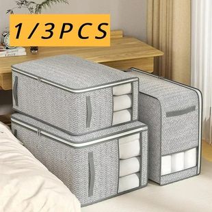 Foldable Clothes Storage Bag Visual Quilt Organize Cases wit