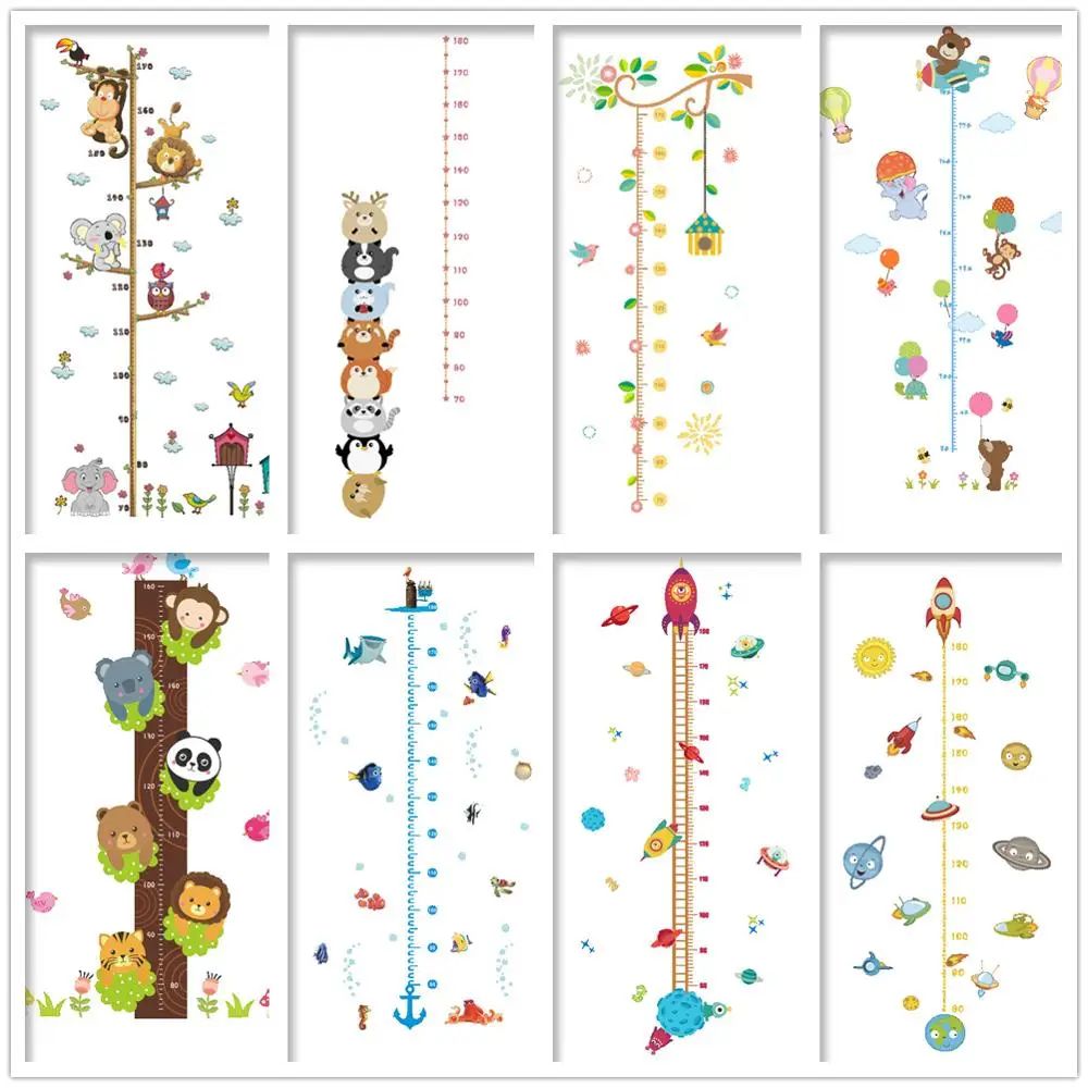 Cartoon Height Measure Wall Sticker for Kids Rooms Child Gro