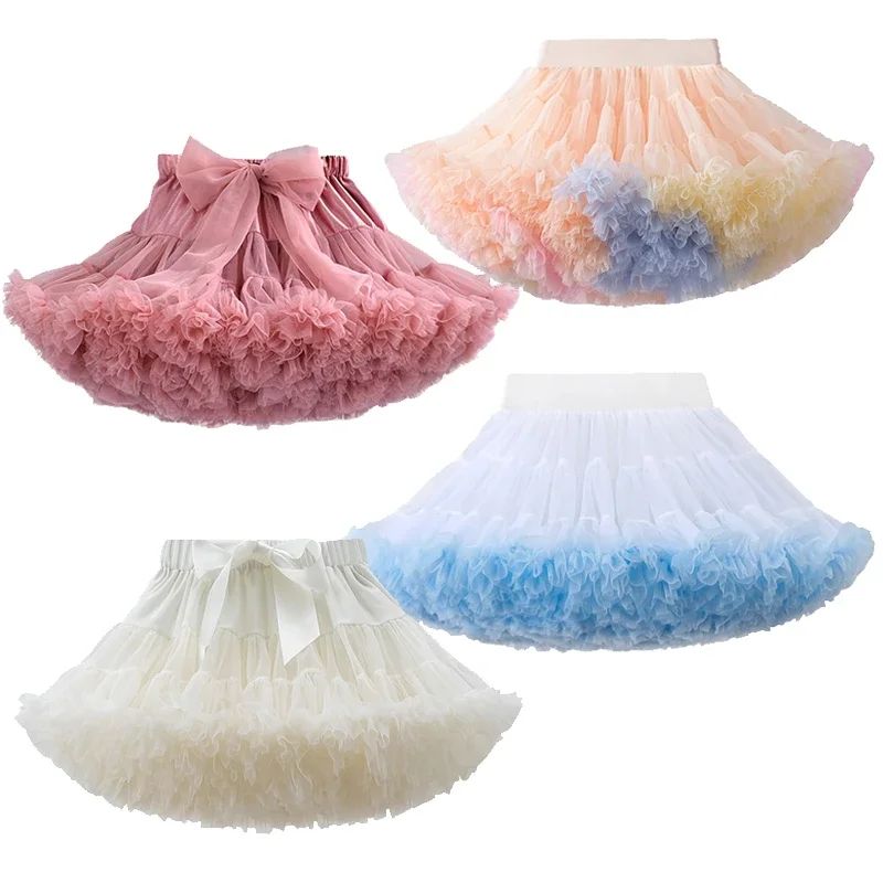 Kids Girls Lolita Cosplay Petticoats A-Line Puffy Tutu Skirt - 实物图