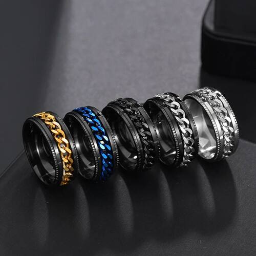 Cool Stainless Steel Rotatable Men Ring High Quality Spinner