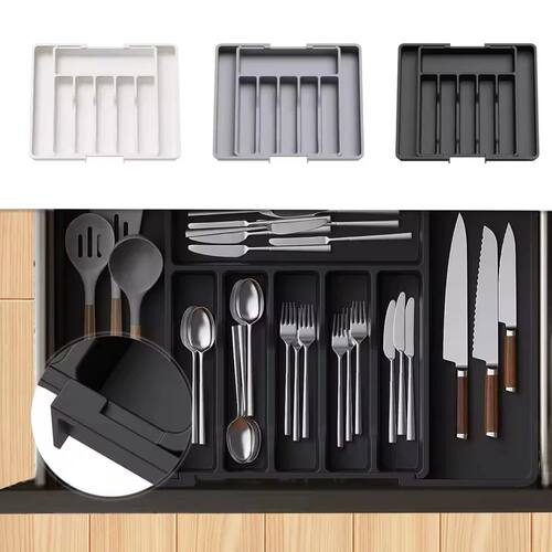 Large Capacity, Convenient And Tidy Expandable Utensil Tray