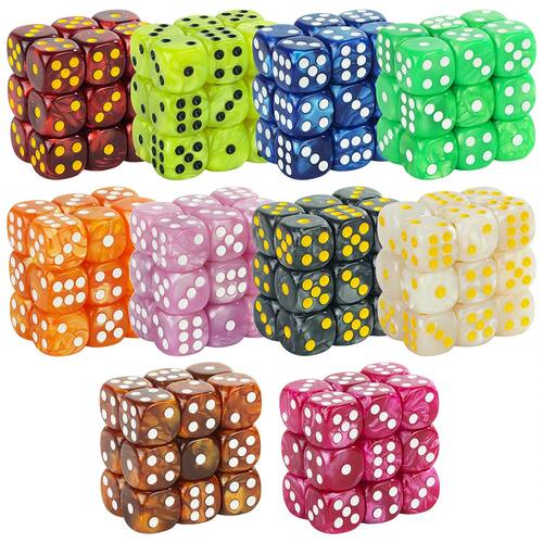 Round Corner Game Dice Set 6-Sided Marble Acrylic Dices