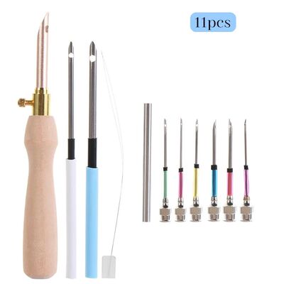 11Pcs Punch Needle Embroidery Kits Wooden Yarn Embroide