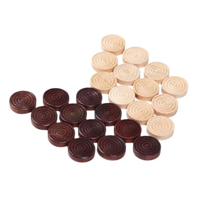 24Pcs/set Wooden Round Checkers Pieces For Backgammon Chess