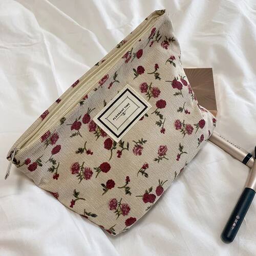 Corduroy Retro Leopard Pattern Makeup Bag Lipstick Hand in