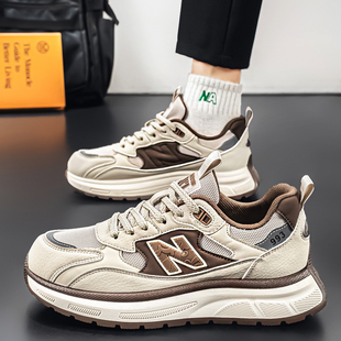 鞋子男款春季2026新款港风老爹鞋初中生跑步防滑休闲百搭运动潮鞋