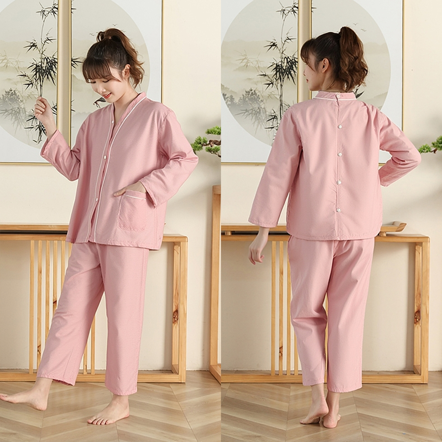 纯棉艾灸理疗刮痧服前后开衫