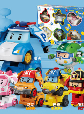 正版变形珀利警长玩具poli警车安巴救护车罗伊消防救援队儿童汽车
