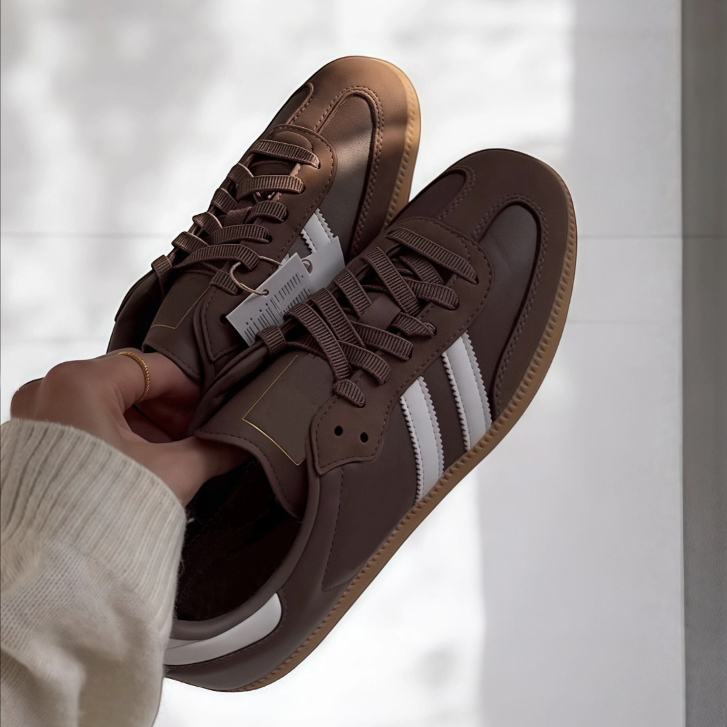 复古拼色德训鞋男女同款棕色系带休闲运动鞋舒适百搭