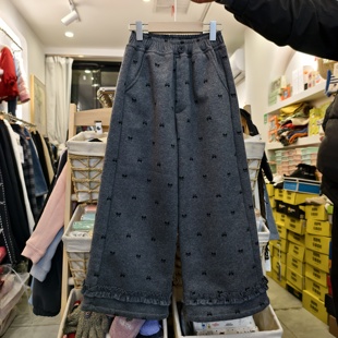 精品2025年新款女童加厚保暖休闲裤儿童洋气时髦中童冬季加绒裤子