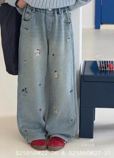 2025新款女童牛仔裤儿童洋气时髦休闲裤中童宝宝冬季加绒裤子