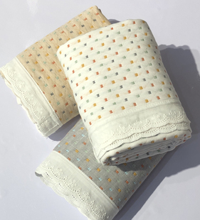 色织提花法式 75cm单人枕用情侣床盖功能 花边纱布A类纯棉枕巾52