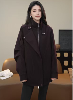 小乖逃休闲时尚紫色外套叠穿高领外套鸭子袖宽松百搭款N95265