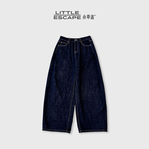 小乖逃JX原牛色阔腿牛仔裤夏季宽松显瘦垂感明线早秋款M6201