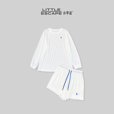 小乖逃韩系简约风刺绣休闲套装夏季显瘦防晒上衣短裤两件套TS8419
