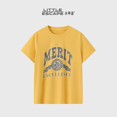 小乖逃JX咖色美式风MERIT字母T恤夏设计感小众宽松休闲短袖N95653