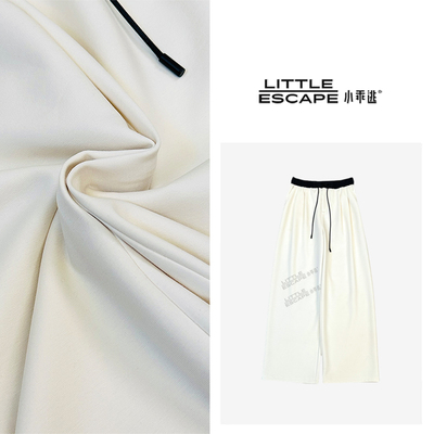 小乖逃X 杏色长裤 黑色腰头长裤弹力松紧腰抽绳裤 S25322