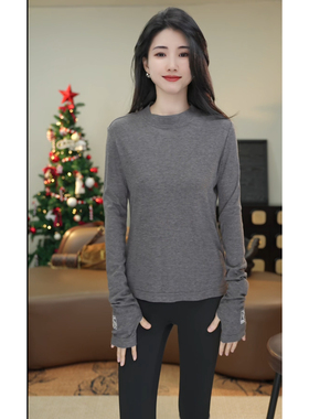 小乖逃X立领三色 小天鹅灰色打底T恤 Q6579