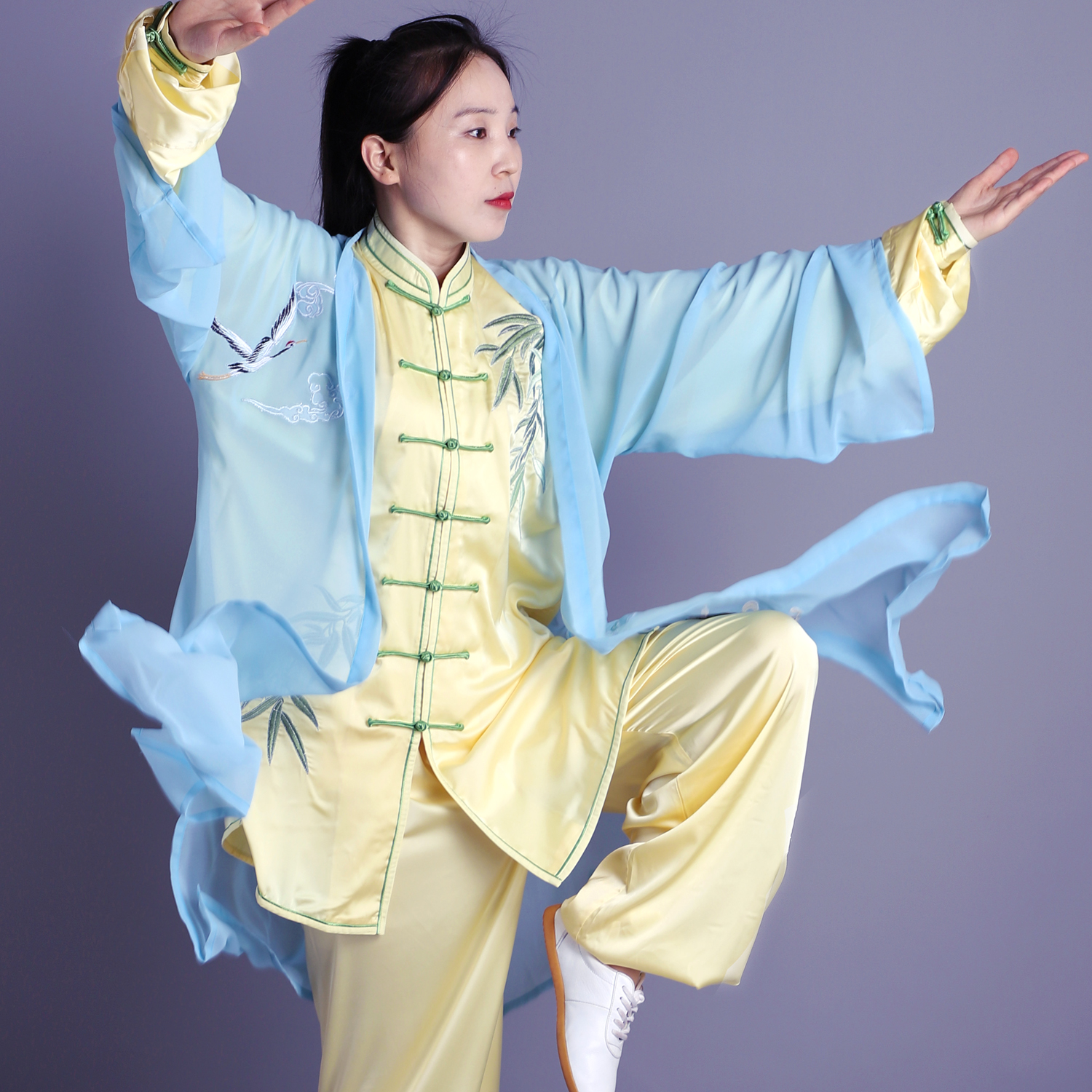 新款刺绣竹子飘逸太极拳比赛服演出服男女中国风气功服舒适表演服