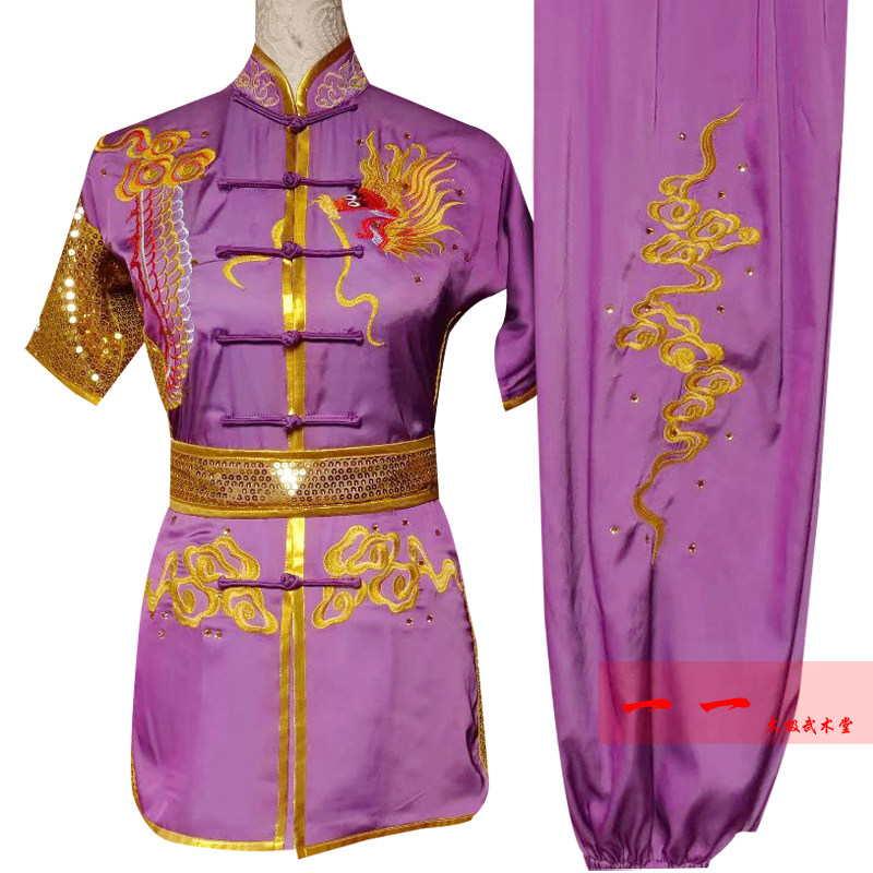 新款武术服装武术表演服刺绣花龙演出服青少年男女练功长拳比赛服