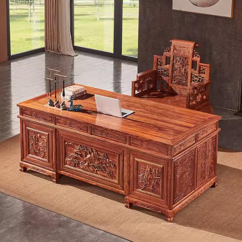红木办公桌实木老板桌大班台写字台中式仿古办公家具