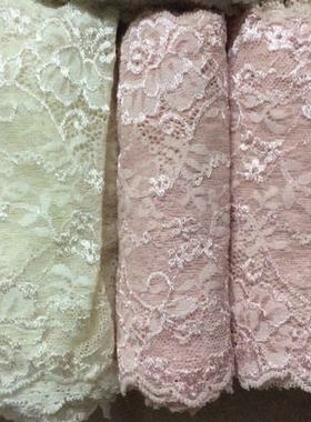 68D 优惠价 客供柔粉色浅嫩黄色 弹力蕾丝宽花边16公分宽 8元1米