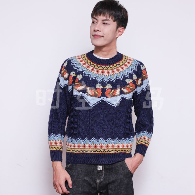 鸳鸯主题 摩天轮冰岛 北欧圣诞冬费尔岛文艺复古 男女手工毛衣