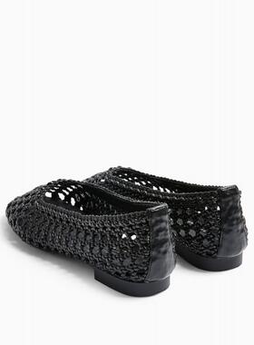 代购Topshop女女ALBA SHOES  Ballet Ballet 黑色编织平底鞋