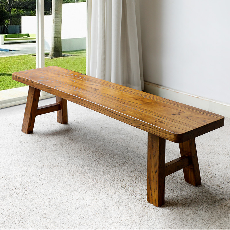 榆木换鞋凳简易中式实木矮长条凳