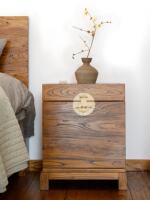 Ancient elm sentiment, old elm wood official box, sofa side table, solid wood corner table, tea table, new Chinese-style bedside table, multi-functional cabinet thumbnail 5