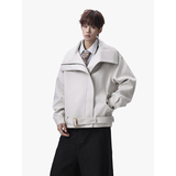 ~斜拉链多穿领型正肩廓形毛呢绑带夹克YY73-P128，男装夹克，电商A330-1