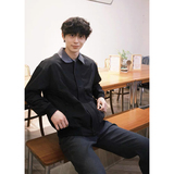 千鸟格拼接领口门襟黑色夹克外套JK122-P108，男装夹克，电商A330-1